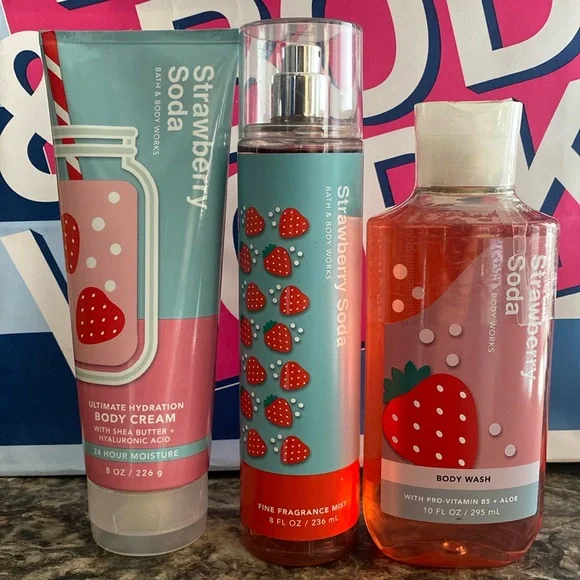 Bath & Body Works Strawberry Soda set